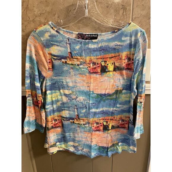 Peck & Peck ‎ Women's Harbor Scene Top Size PM - Picture 1 of 3